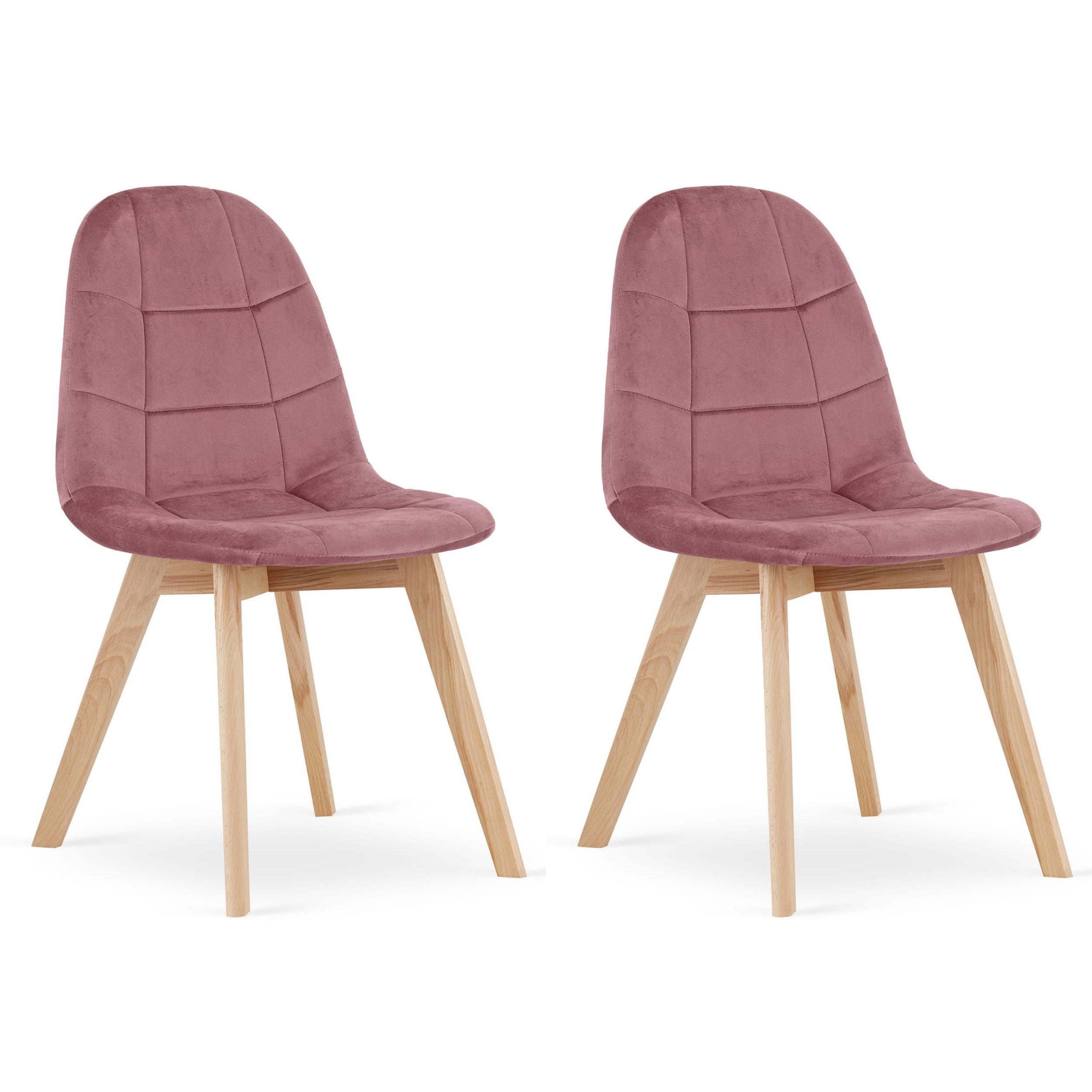 STUHL SORANO 2-er Set, Rosa, mit Samtstoff gepolstert - Rosa, Holz/Textil (45/82/54cm) - Komodee