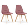 STUHL SORANO 2-er Set, Rosa, mit Samtstoff gepolstert - Rosa, Holz/Textil (45/82/54cm) - Komodee