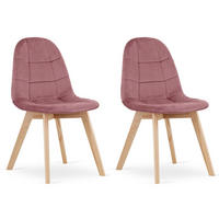 STUHL SORANO 2-er Set, Rosa, mit Samtstoff gepolstert - Rosa, Holz/Textil (45/82/54cm) - Komodee