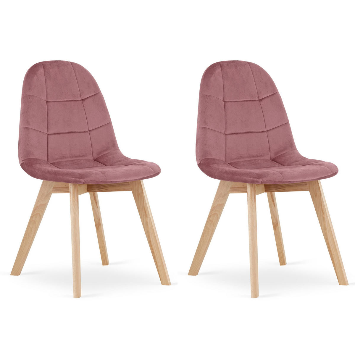 STUHL SORANO 2-er Set, Rosa, mit Samtstoff gepolstert - Rosa, Holz/Textil (45/82/54cm) - Komodee