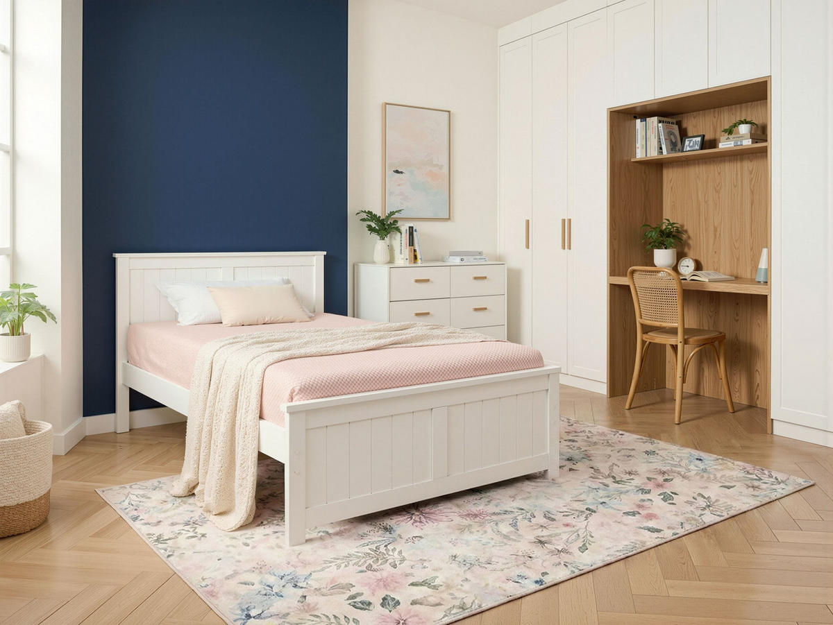 BETT mit Lattenrost 120/200 Kiefernholz Weiß Sabran - Weiß, Holz (120/200cm) - Beliani