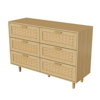 SIDEBOARD 115x40x80 cm Rattan 6 Schubladen Holz - Naturfarben, Holz (115/80/40cm) - LEBENLANG