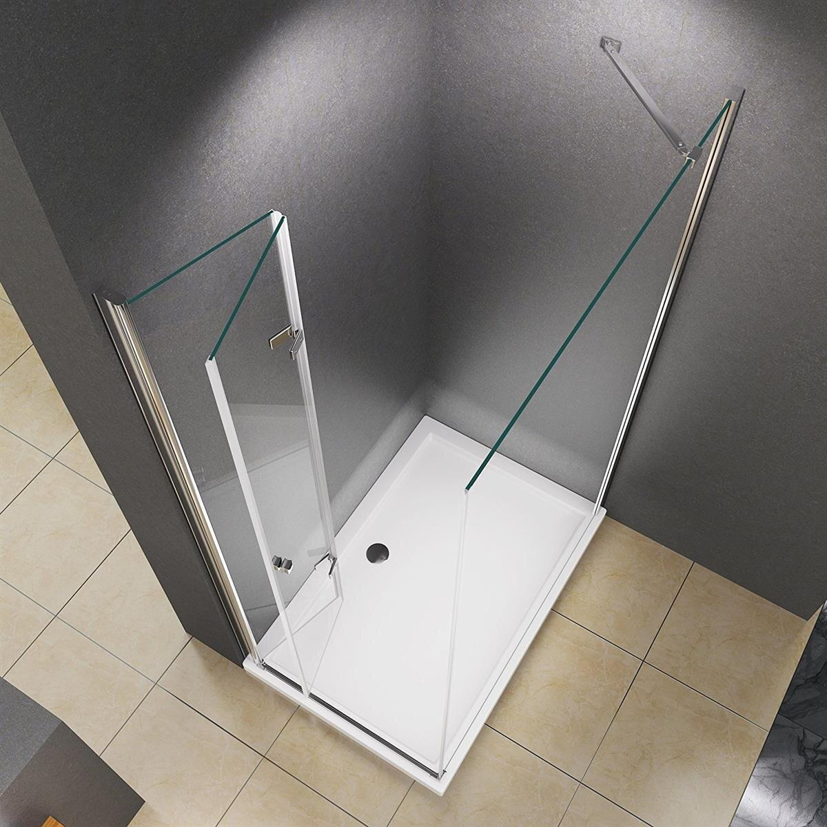 DUSCHKABINE Cornelia 100x80x195cm Eck+DS - Silberfarben, Glas (80/100/195cm) -  Glaswerk Westfalen