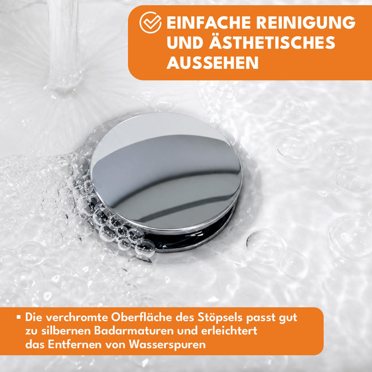 WASCHBECKENSTÖPSEL - Silberfarben, Metall (5/10/10cm) - KRUMAD