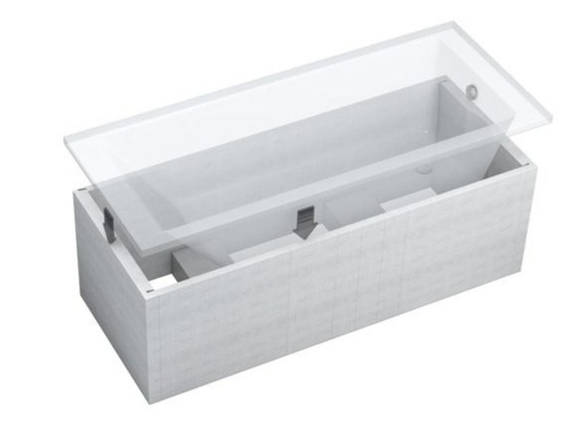 BADEWANNE Rechteck OPTIMA 140/70 mit Träger Ablauf Füße - Weiß, Kunststoff (70/53.5/140cm) - bad land