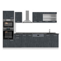 KÜCHENZEILE R-Line Schwarz Beton/Weiß 300 cm AP Anthrazit - Schwarz/Weiß, Holzwerkstoff (300/81.6/60cm) - Vicco