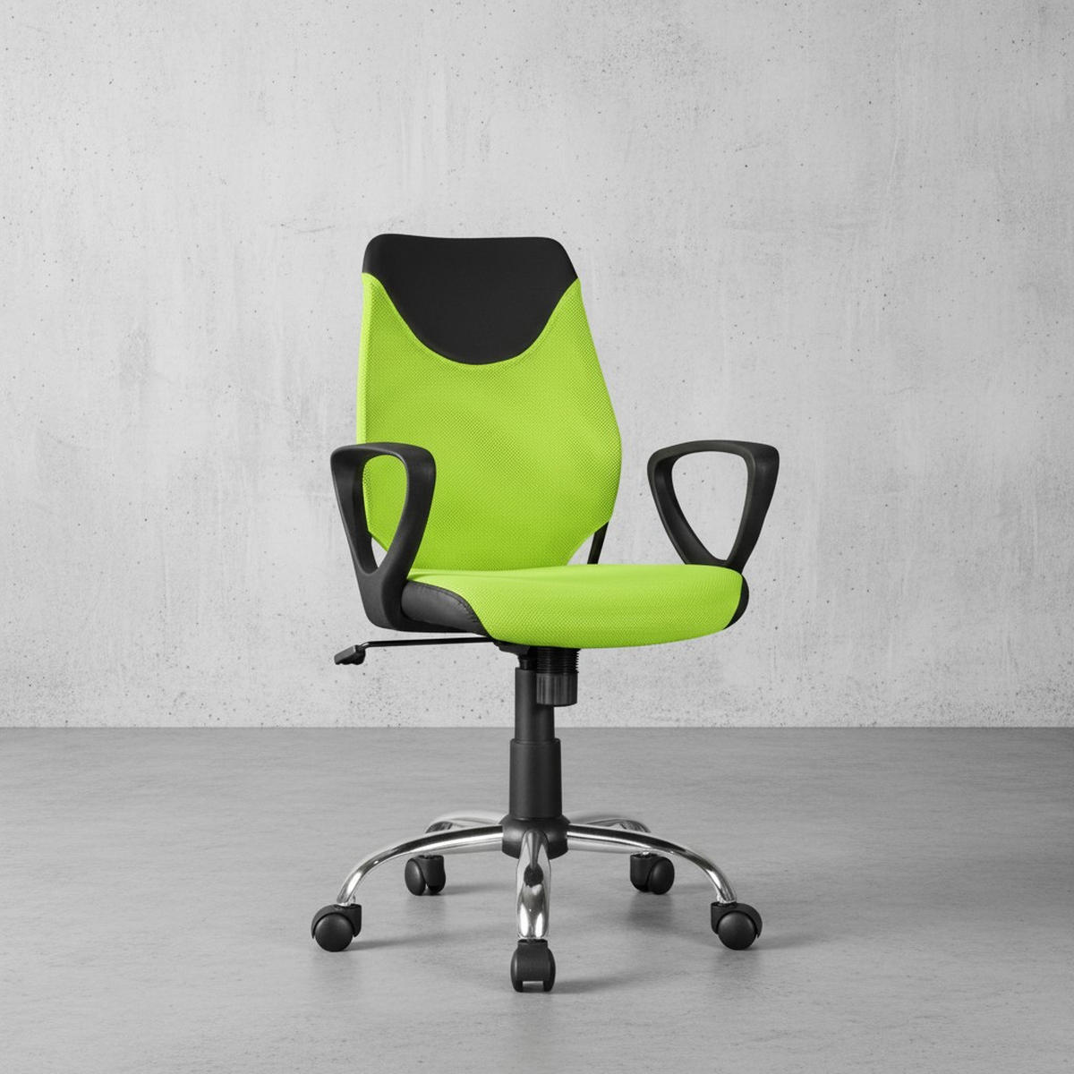 JUGENDDREHSTUHL Nylon Ergonomisch Höhenverstellbar DAVOS, Grün 60x60x101 cm - Silberfarben/Schwarz, Textil/Metall (60/101/60cm) - KADIMA DESIGN