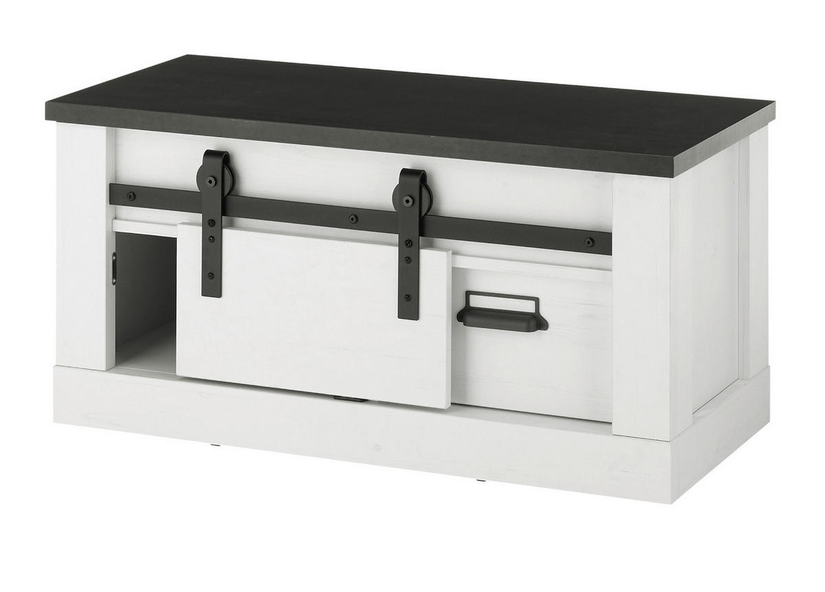 GARDEROBENBANK weiß Pinie, anthrazit Landhaus, Garderobenbank 93 x 46 cm - Anthrazit/Weiß, Holzwerkstoff/Metall (93/46/43cm) - Furn.Design