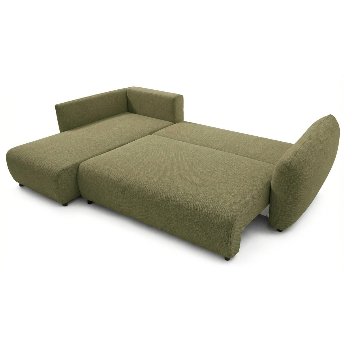 ROHOVÁ POHOVKA Zordo Olivově zelený žinylka levá se dvěma úložnými prostory - černá/olivově zelená, textil/plast (256/170cm) - Selsey