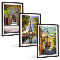 BILDER SET 3er Set - 40x60 cm Schwarzer Rahmen - Straßen der Eiffel-Architektur - Schwarz, Kunststoff (40/60cm) - TULUP