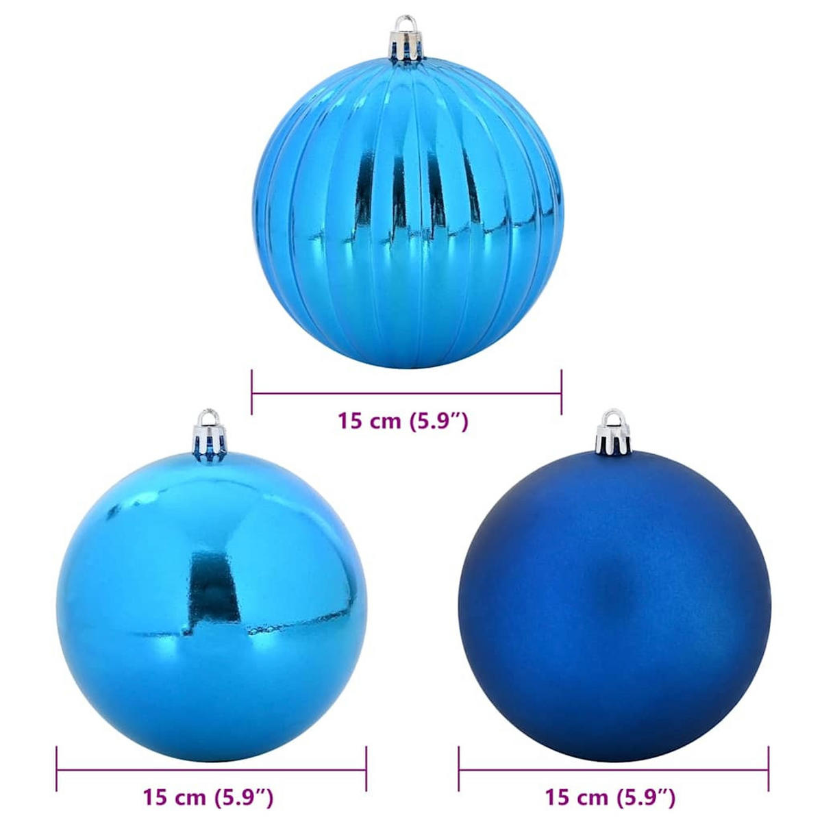WEIHNACHTSKUGELSET XL 9 -teilig 15/15/15 cm Blau Kunststoff - Blau, Kunststoff (15/15/15cm) - vidaXL