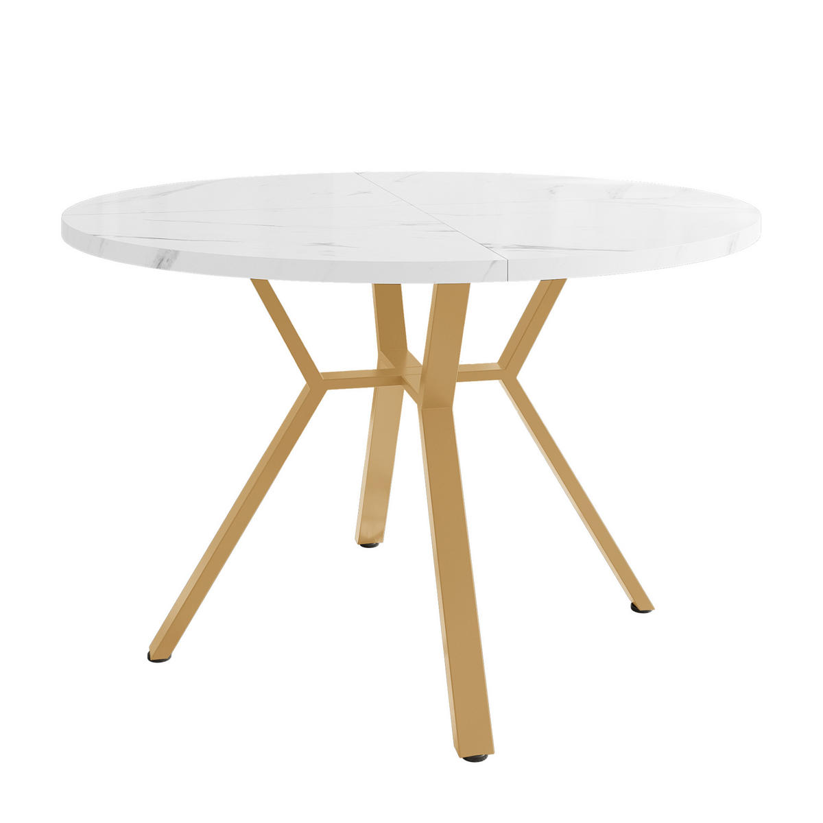 ESSTISCH rund Ø 100 cm MDF Marmoroptik Weiß Gold - Weiß, Holz (100/100/75cm) - Meubliv