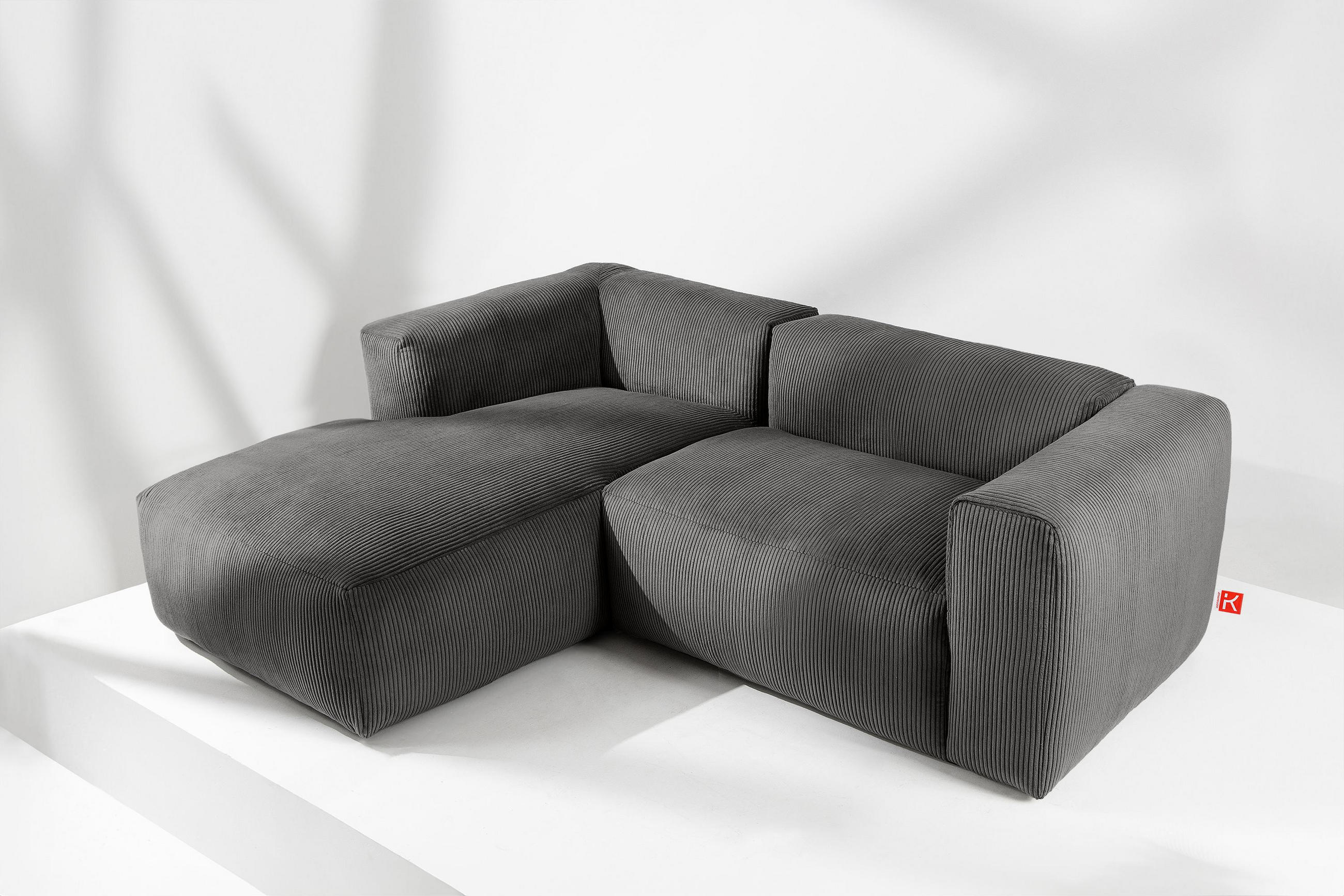 Thumbnail - Konsimo® Eckmodulsofa-Links, Grau, Textil, L-Form,Freiform, 237x180 cm, Wohnzimmer, Sofas & Couches, Wohnlandschaften, E...