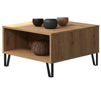COUCHTISCH Eiche Artisan 60 x 60 cm quadratisch, Beistelltisch mit Ablage - Eichefarben/Schwarz, Holzwerkstoff/Metall (60/60/37cm) - Top.Furn