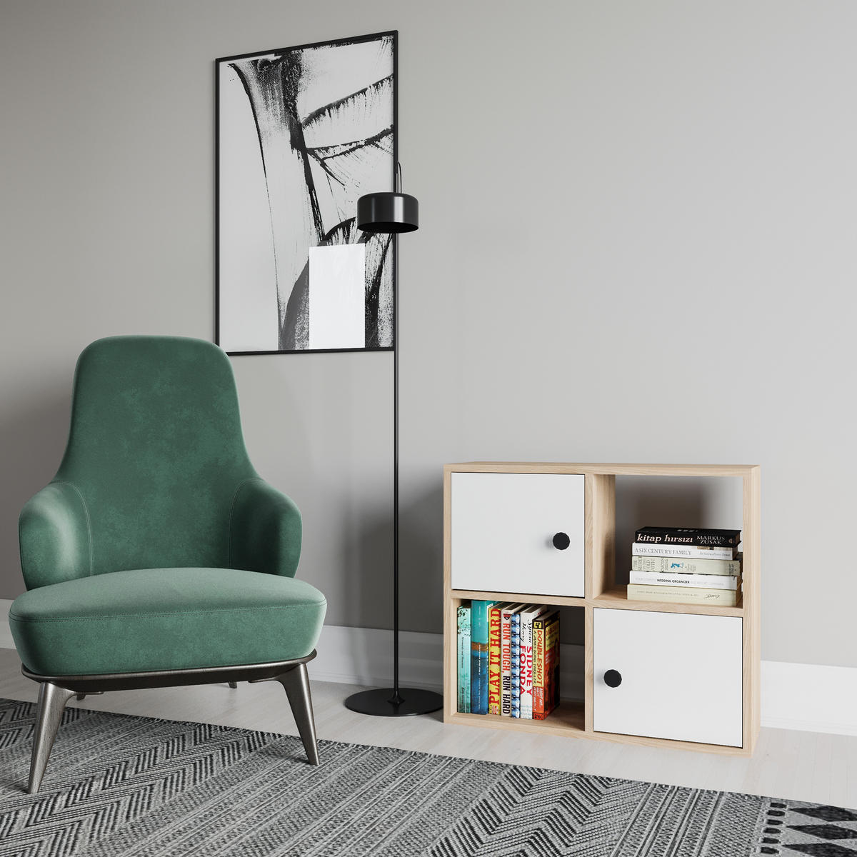 BÜCHERREGAL Tuttle Eiche Weiss - Eichefarben/Weiß, Holzwerkstoff (25/63.2/72cm) - Decorotika