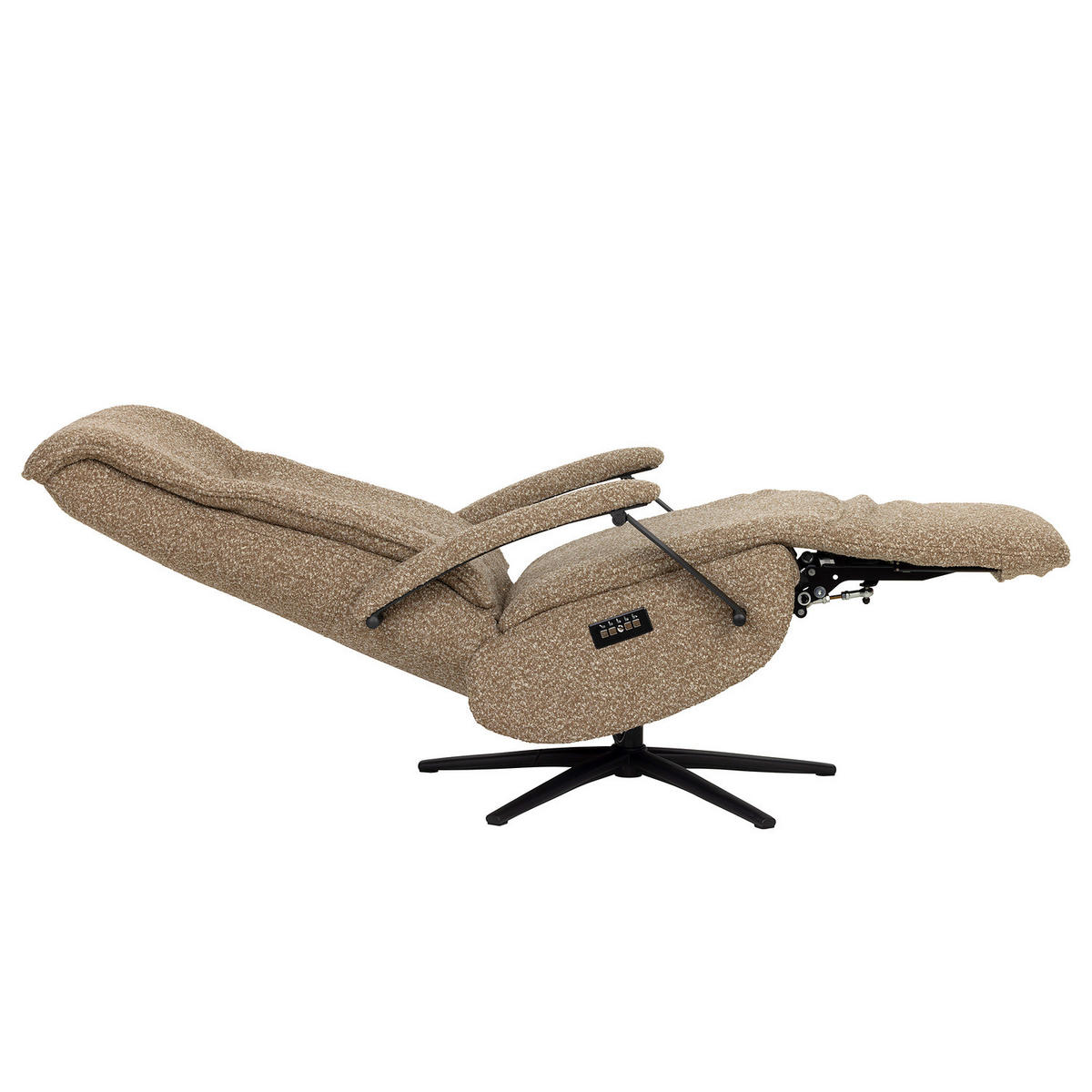 RELAXSESSEL - Bouclé / Eisen - Hellbraun/Schwarz, Textil/Metall (67/114/84cm) - home24