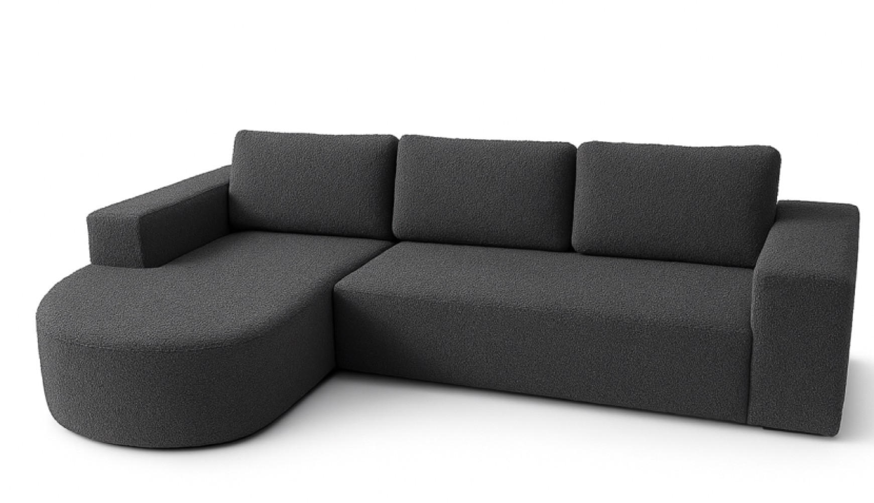 ECKSOFA Grafit Vello Mit Schlaffunktion Links Stoff Boucle - Graphitfarben, Textil (270/165cm) - Sepro Meble