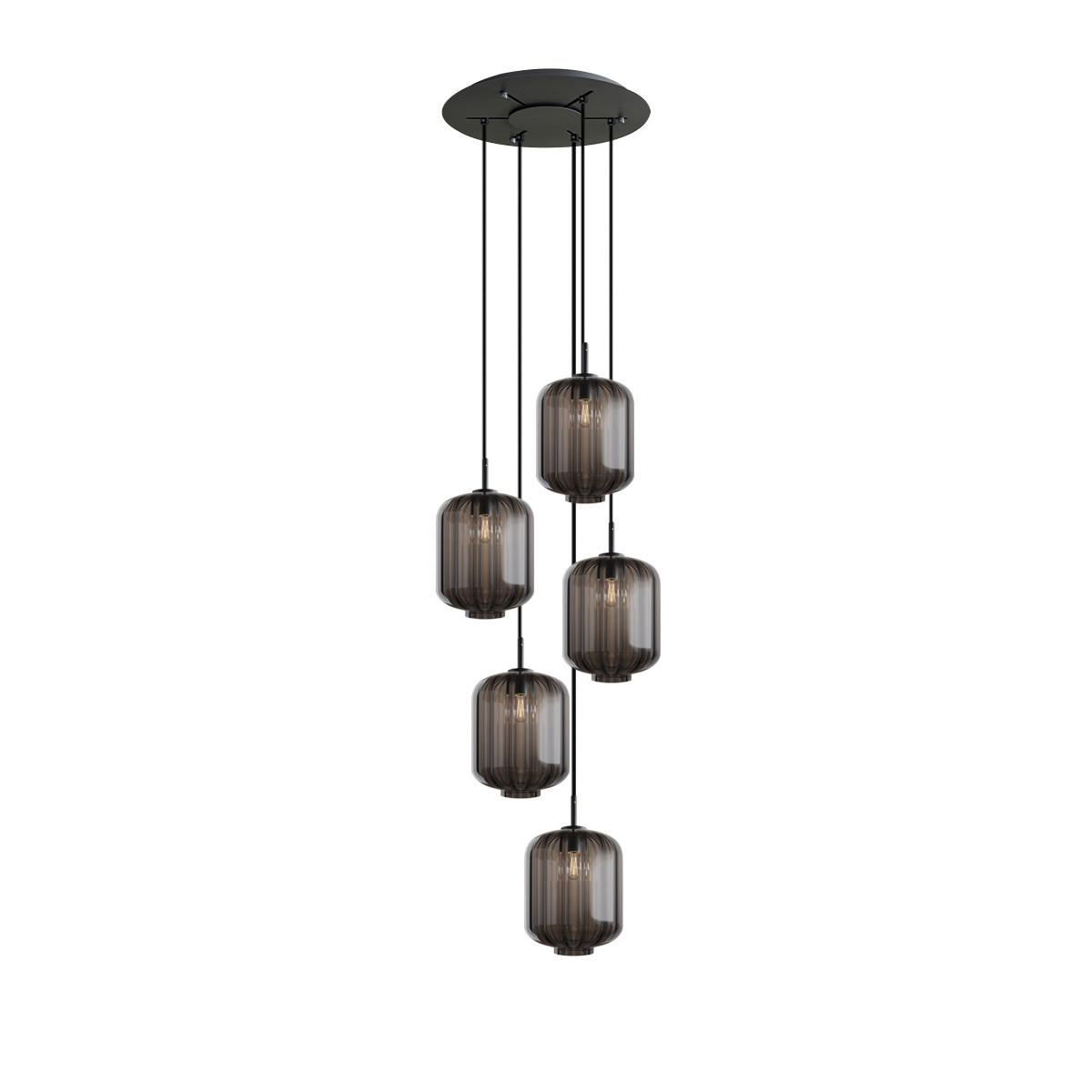 GALERIELEUCHTE Velo 5-flammig Rauch Ø 25cm - Anthrazit/Schwarz, Glas (25/25/27cm) - s.luce