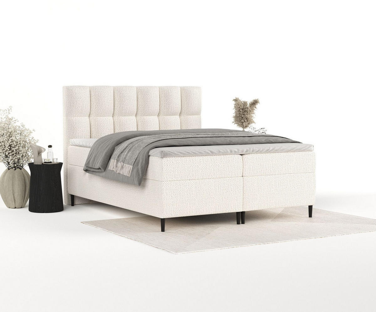 BOXBETT Ombre Creme 160/200 cm - Creme/Schwarz, Holz/Holzwerkstoff (160/200cm) - Maison de Reve