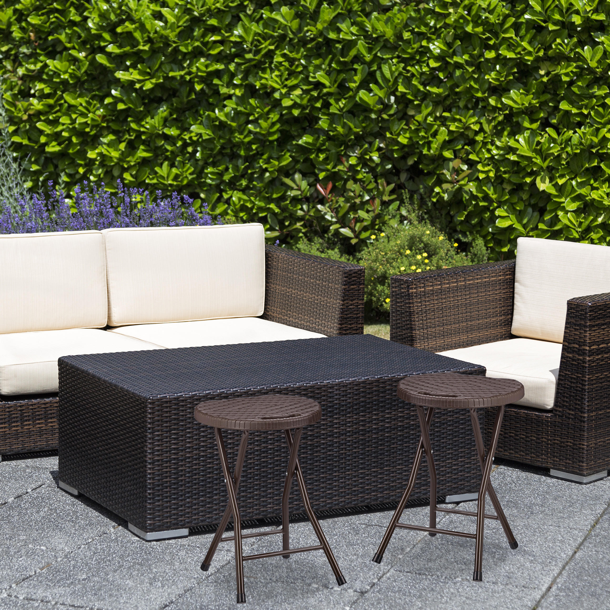 KLAPPHOCKER - Dunkelbraun, Kunststoff/Metall (33/45/29cm) - Relaxdays