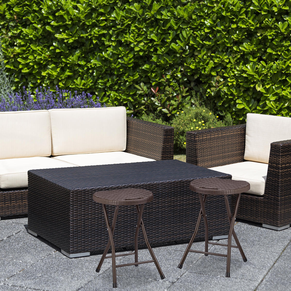 KLAPPHOCKER - Dunkelbraun, Kunststoff/Metall (33/45/29cm) - Relaxdays