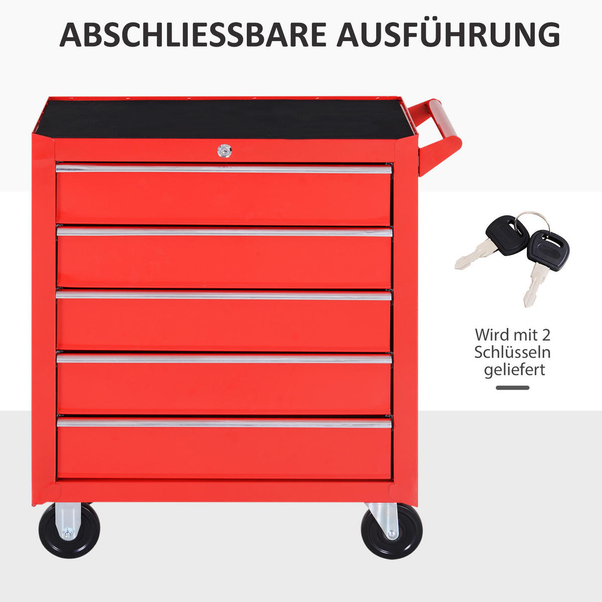 WERKSTATTWAGEN mit Rollen, Stahl, Rot - Rot, Metall (69/75/33cm) - DURHAND