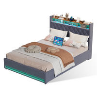 POLSTERBETT 160/200 cm Grau mit LED-Lichtleiste und USB-Anschlüssen - Grau, Holzwerkstoff (160/200cm) - OKWISH