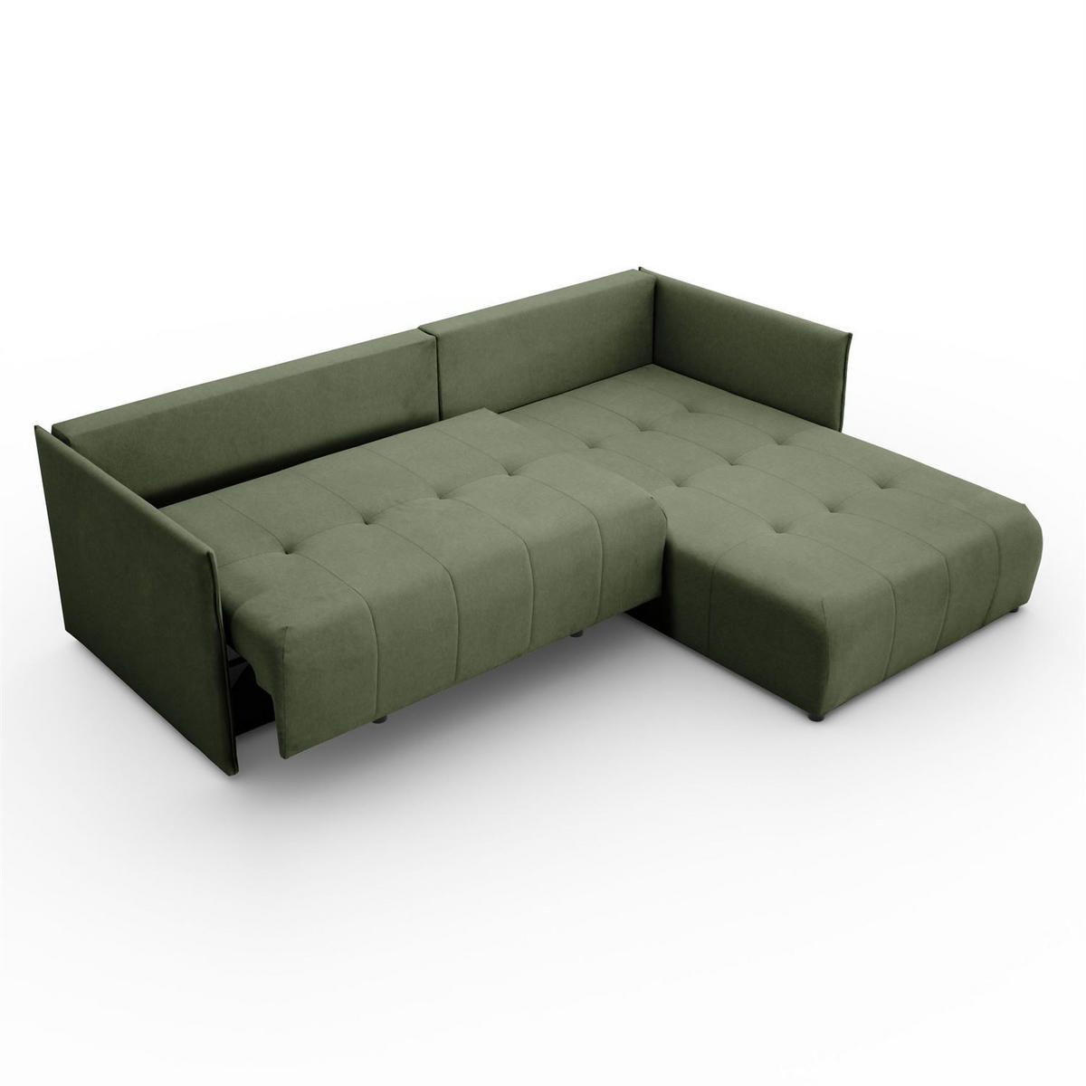 ECKSOFA APOLLO L mit Schlaffunktion und Bettkasten – rechte Seite - Grün, Textil (246/188cm) - Lookway