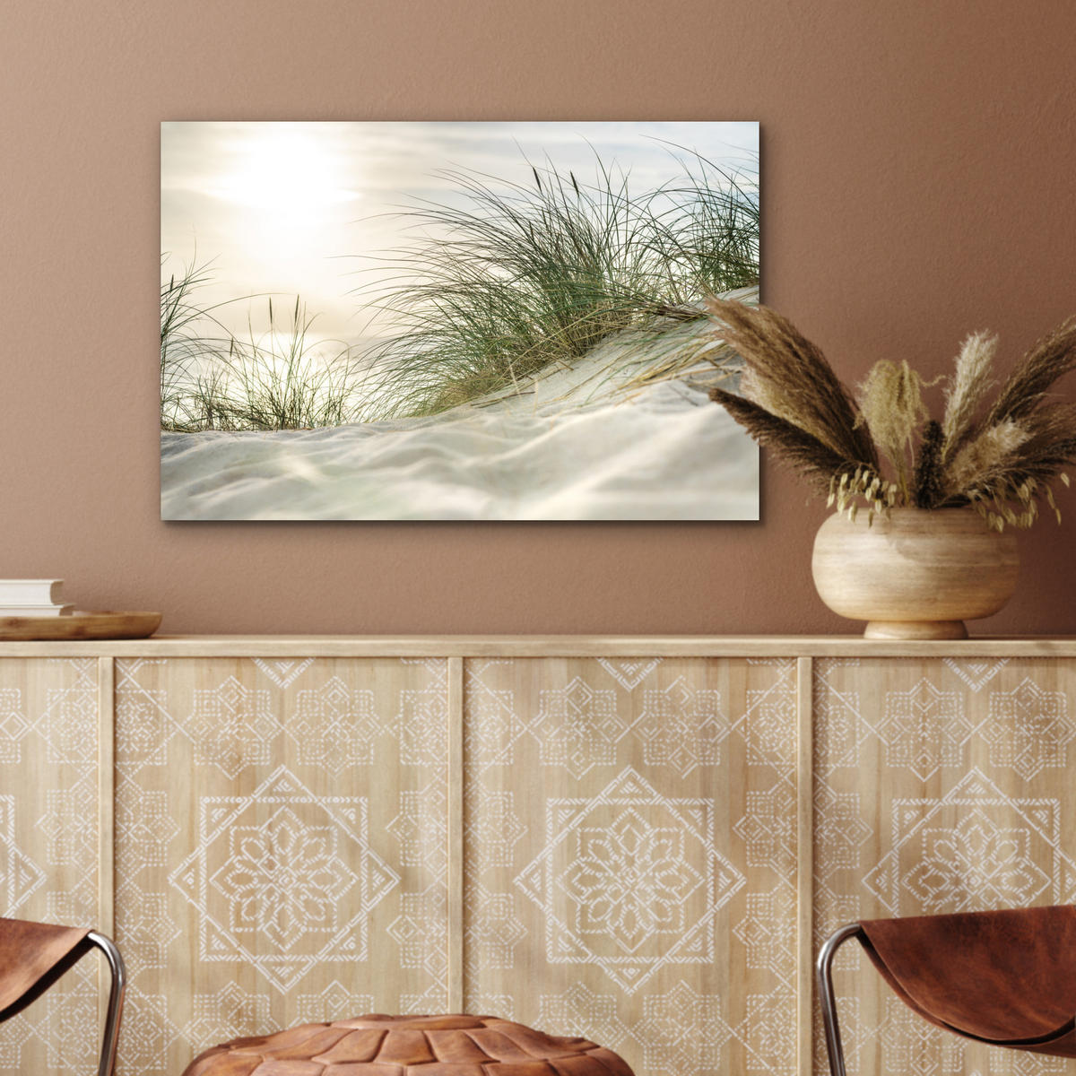 METALLBILD Dünen - Strand - Schleswig-Holstein - Wattenmeer 60x40 cm - Creme, Metall (60/40cm) - MuchoWow