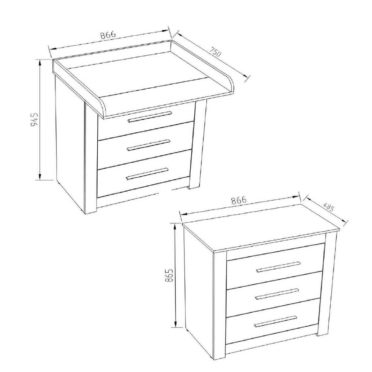 WICKELKOMMODE Miro Weiß 86.6 x 86.5 cm - Silberfarben/Weiß, Holzwerkstoff (86.6/86.5/48.5cm) - Vicco