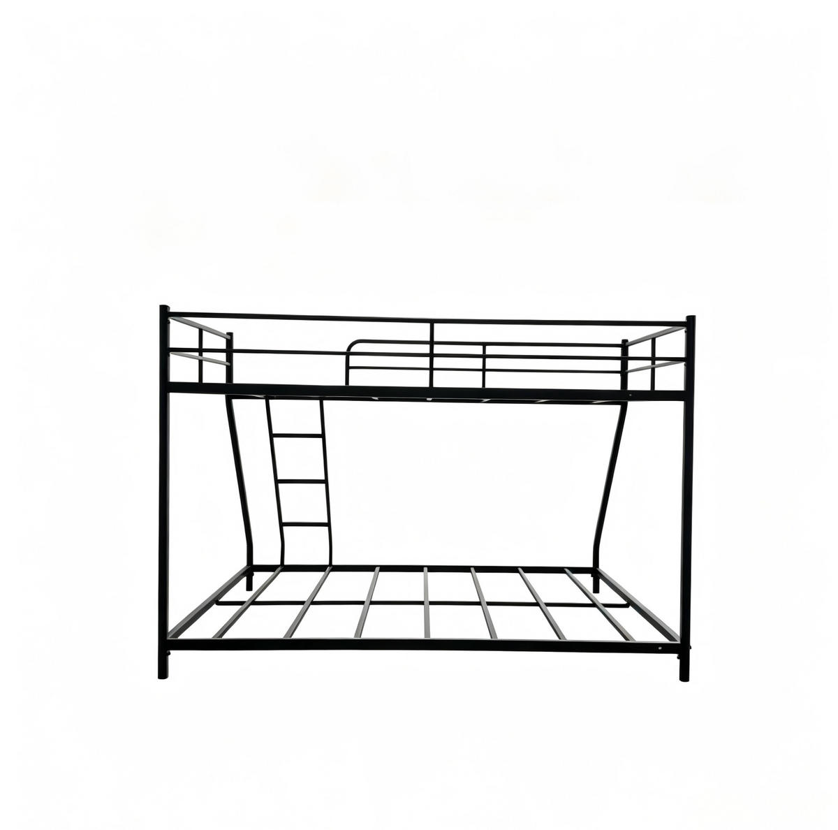 ETAGENBETT 140/200 cm Schwarz Metall mit Schutzgeländer - Schwarz, Metall (140/200cm) - MIVRAY