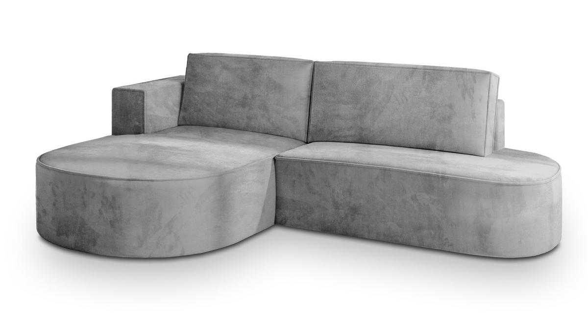 ROHOVÁ SEDAČKA CORTIO světle šedá - šedá/světle šedá, dřevo/textil (265/174cm) - MASSENO