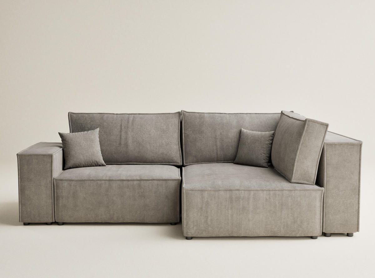 ECKSOFA MIT SCHLAFFUNKTION Tonga Braun Webstoff - Schwarz/Braun, Holz/Holzwerkstoff (255/105cm) - Maison de Reve