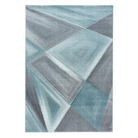 TEPPICH Kurzflor Geometrisch Polypropylen Wohnzimmer Blau Rechteckig 200x290 - Blau, Textil (200/290cm) - KADIMA DESIGN