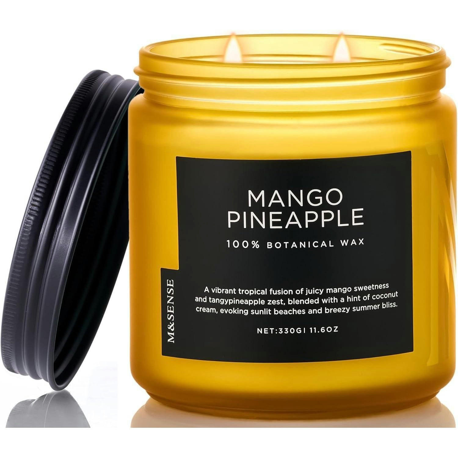 DUFTKERZE Mango-Ananas 330g Sojawachs 70h Brenndauer 2 Dochte - Gelb, Paraffin (9.5cm)