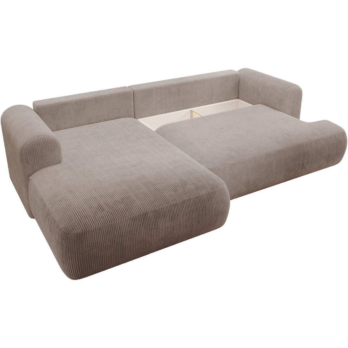 ECKSOFA Ovo Cord mit Cordbezug Beige, links - Beige/Schwarz, Textil (260/165cm) - Selsey