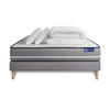BETT Actiflex pur Taschenfederkern 140 x 190 cm h3 - Kit Bettgestell Grau - Mit Kissen und Bettdecke - Beige/Grau, Holz/Textil (140/190cm) - ACTISOM