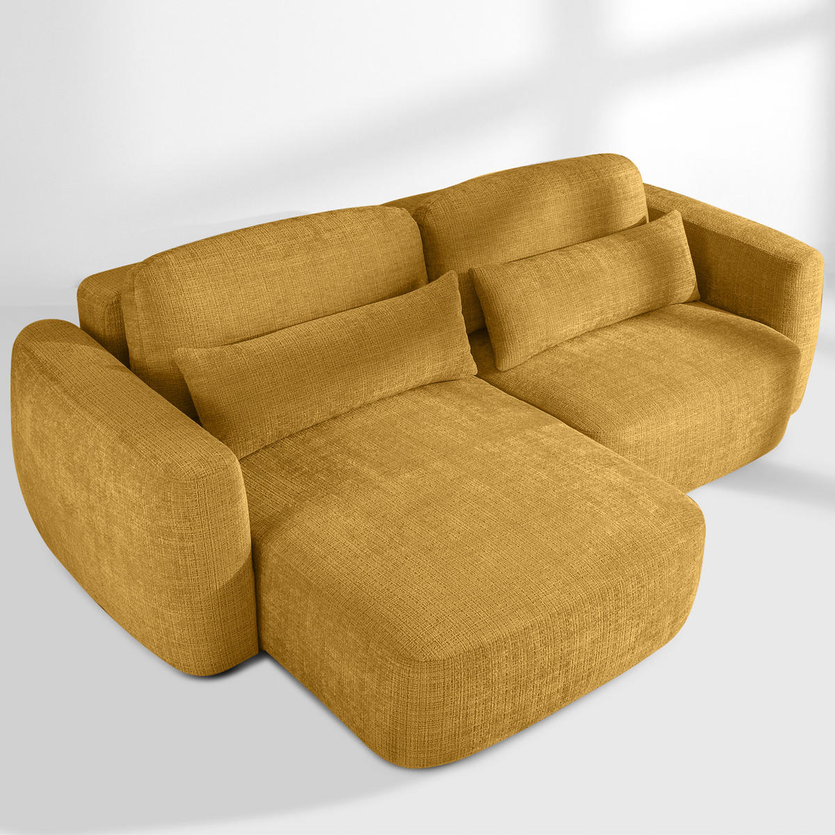 ECKSOFA links ELOSA - Gelb, Holz/Textil (245/165cm) - KONSIMO®