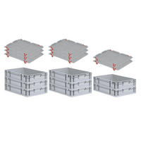 EUROBOX 8x Nextgen Economy Mit Auflagedeckel Grau/Rot Griffe Geschlossen 23 Liter - Rot, Kunststoff (40/12/60cm) - PROREGAL