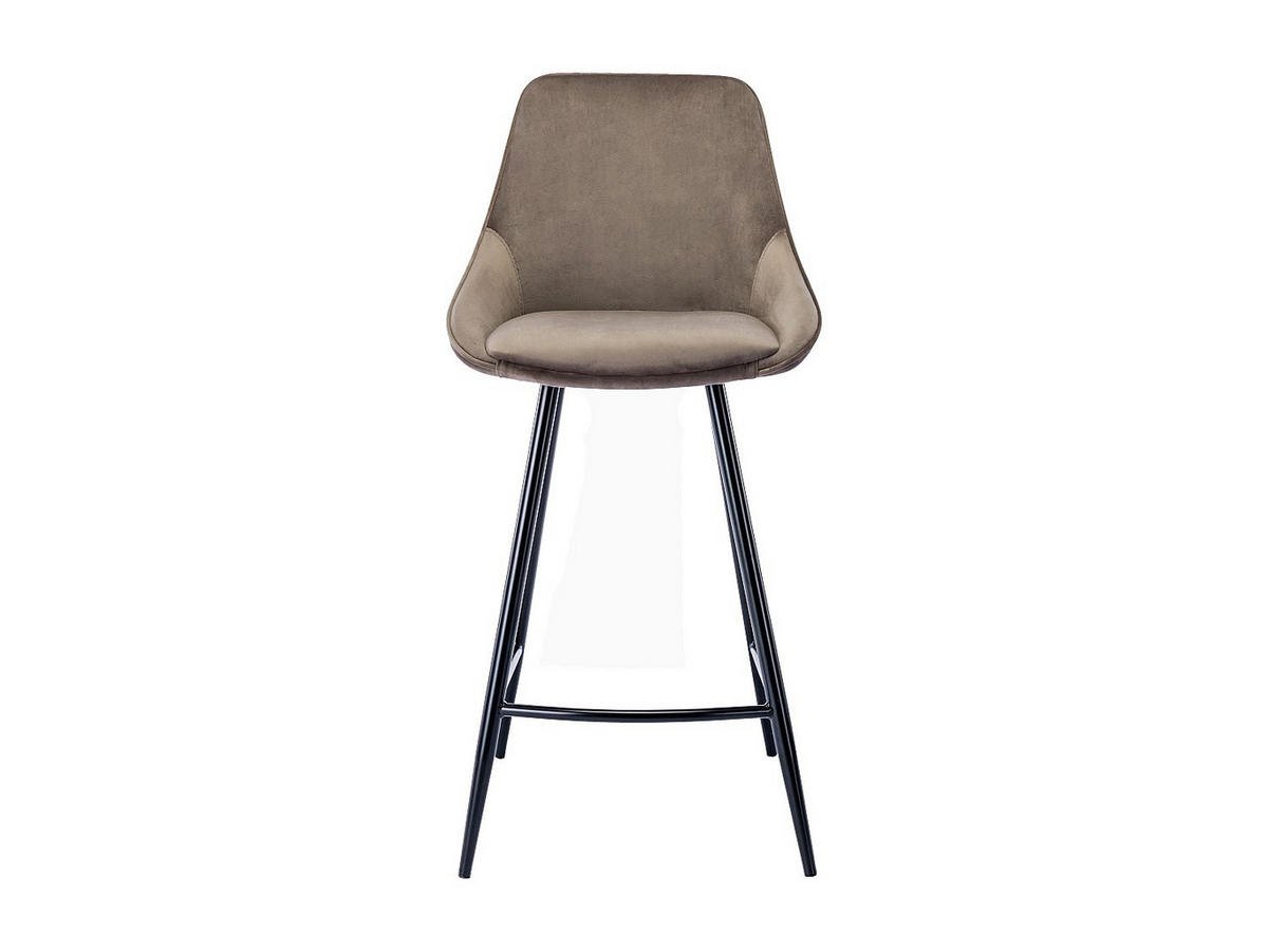 BARHOCKER 2er-Set - Samt - Taupe - MASURIE - Braun, Textil (48/99/51cm) - Vente-Unique