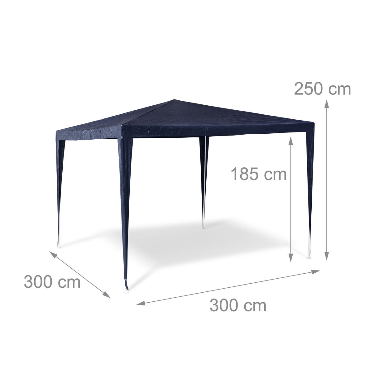 PAVILLON Zelt - Dunkelblau, Kunststoff/Metall (300/250/300cm) - Relaxdays