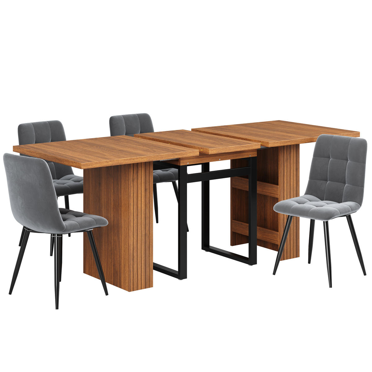 ESSTISCH 120–200/80/78 cm, Dunkelbraun - Dunkelbraun, Holzwerkstoff/Metall (200/80/78cm)