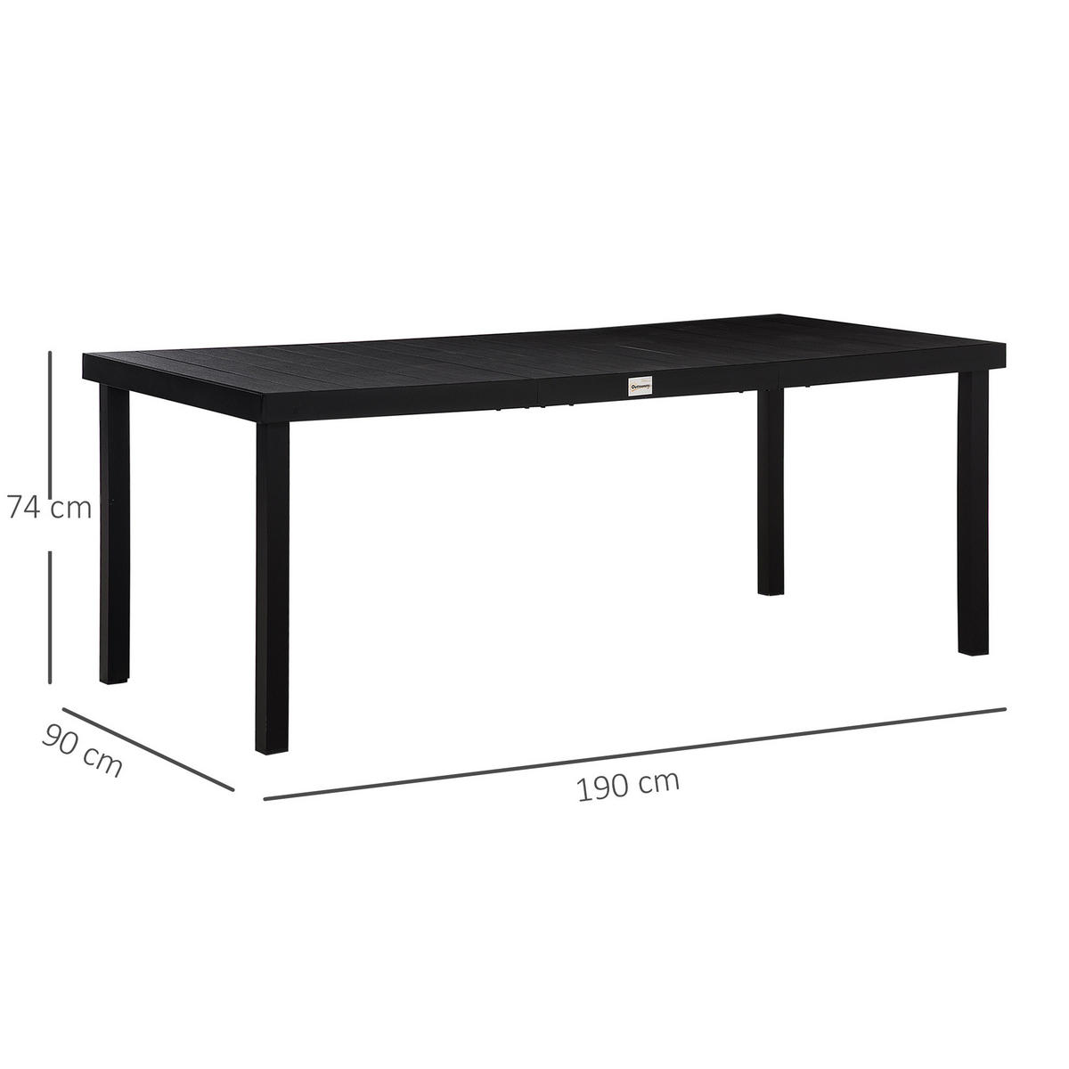 GARTENTISCH 190/90/74 cm schwarz aus Aluminium wetterfest - Schwarz, Metall (190/90/74cm) - OKWISH