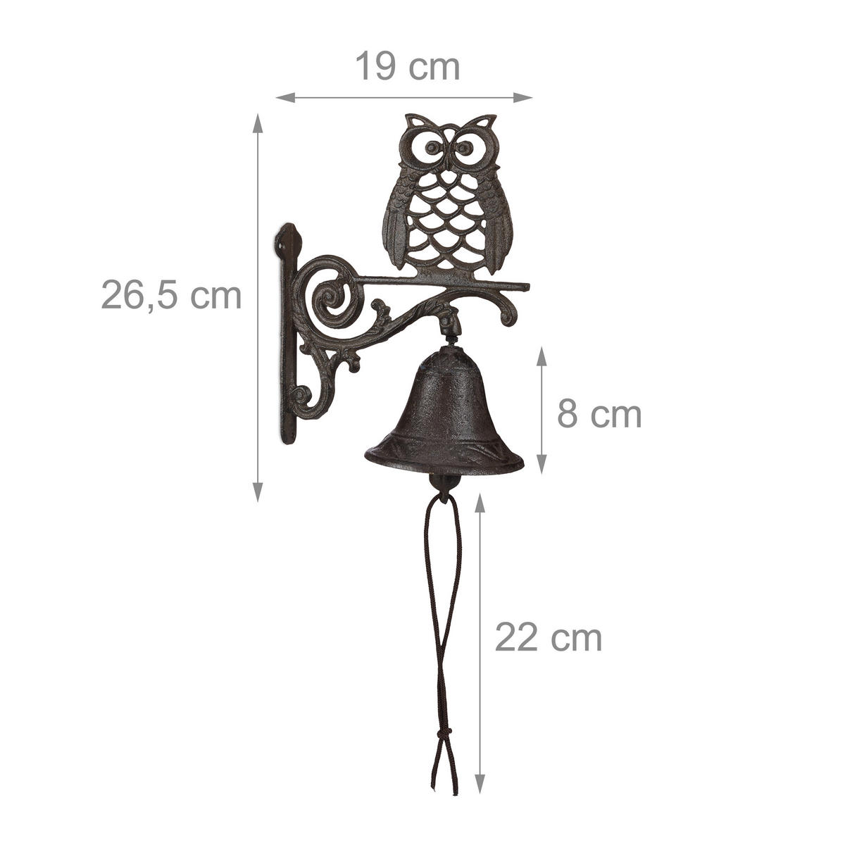 ZVONČEK - tmavohnedá, kov (19/26.5/11cm) - Relaxdays