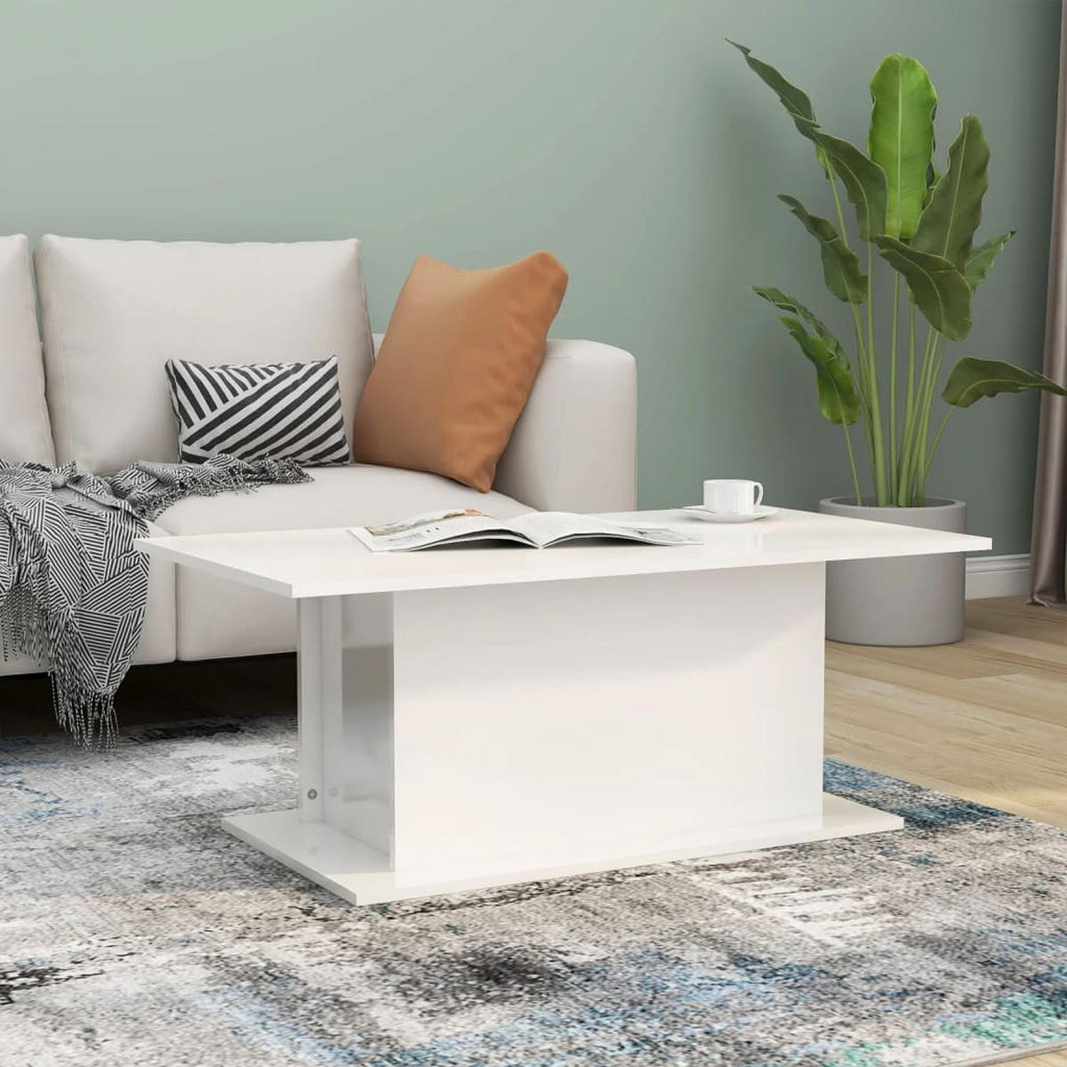 COUCHTISCH Hochglanz-Weiß 102x55,5x40 cm Holzwerkstoff - Weiß, Holzwerkstoff (102/55.5/40cm) - furnicato