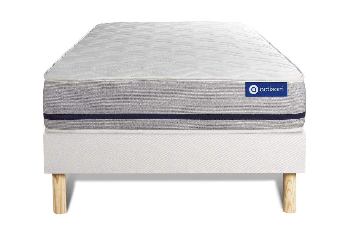 BETT Actilatex soft Latex und Memory-Schaum 90 x 200 cm h2 - Kit Bettgestell Weiß - Beige/Weiß, Karton/Holz (90/200cm) - ACTISOM