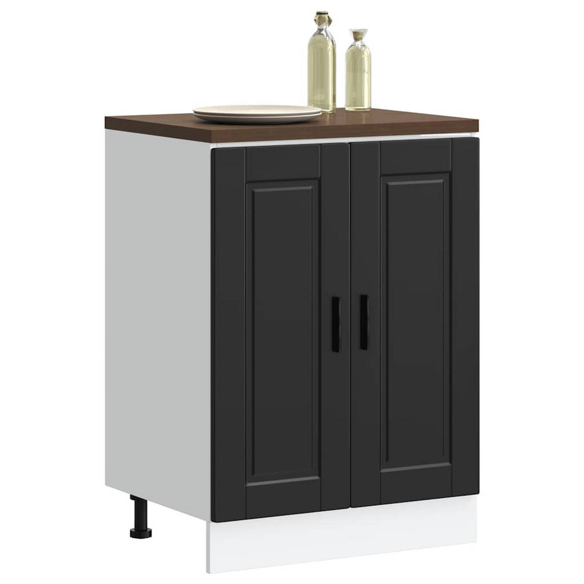 KÜCHENUNTERSCHRANK Porto Schwarz Holzwerkstoff - Schwarz, Holzwerkstoff (46/81.5/60cm) - vidaXL