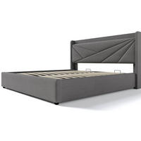 POLSTERBETT aus Baumwollleinen 140x200 cm Grau mit Bettkasten, USB- und USB-C-Anschluss - Grau, Textil (140/200cm) - IVMEU