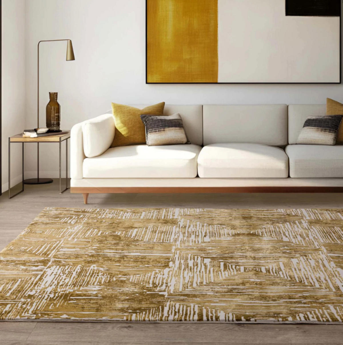 TEPPICH modern Wohn-/Schlafzimmer ZUKA SKETCH Gelb 160 x 230 cm - Gelb, Textil (160/230cm) - Novatrend