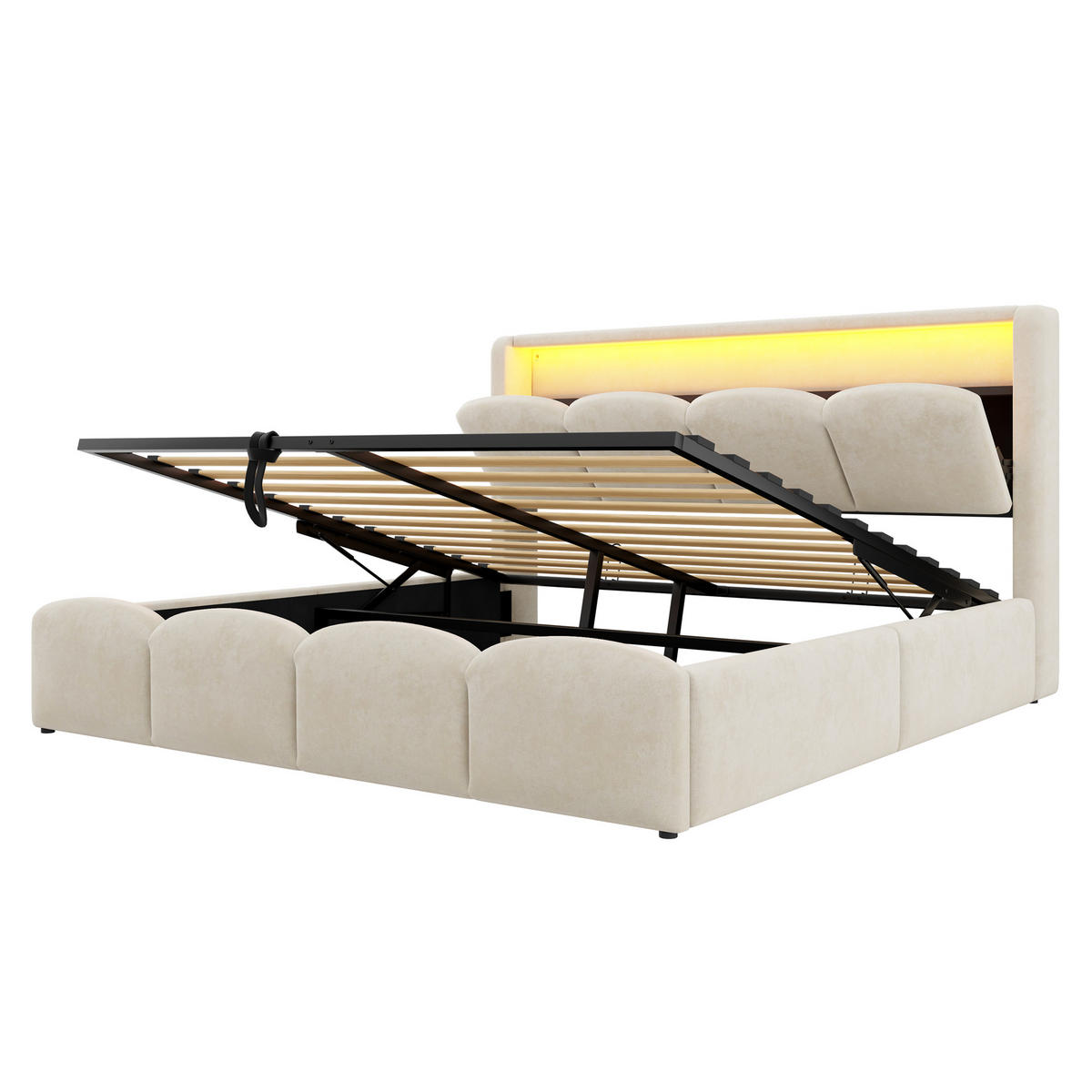 POLSTERBETT 140/200 cm Beige - Beige, Textil